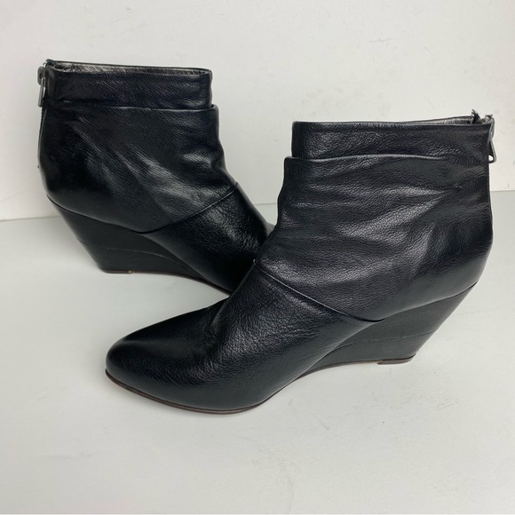 Diesel Black Leather Women's Wedge Booties Size 38/7.5 - Picture 8 of 10